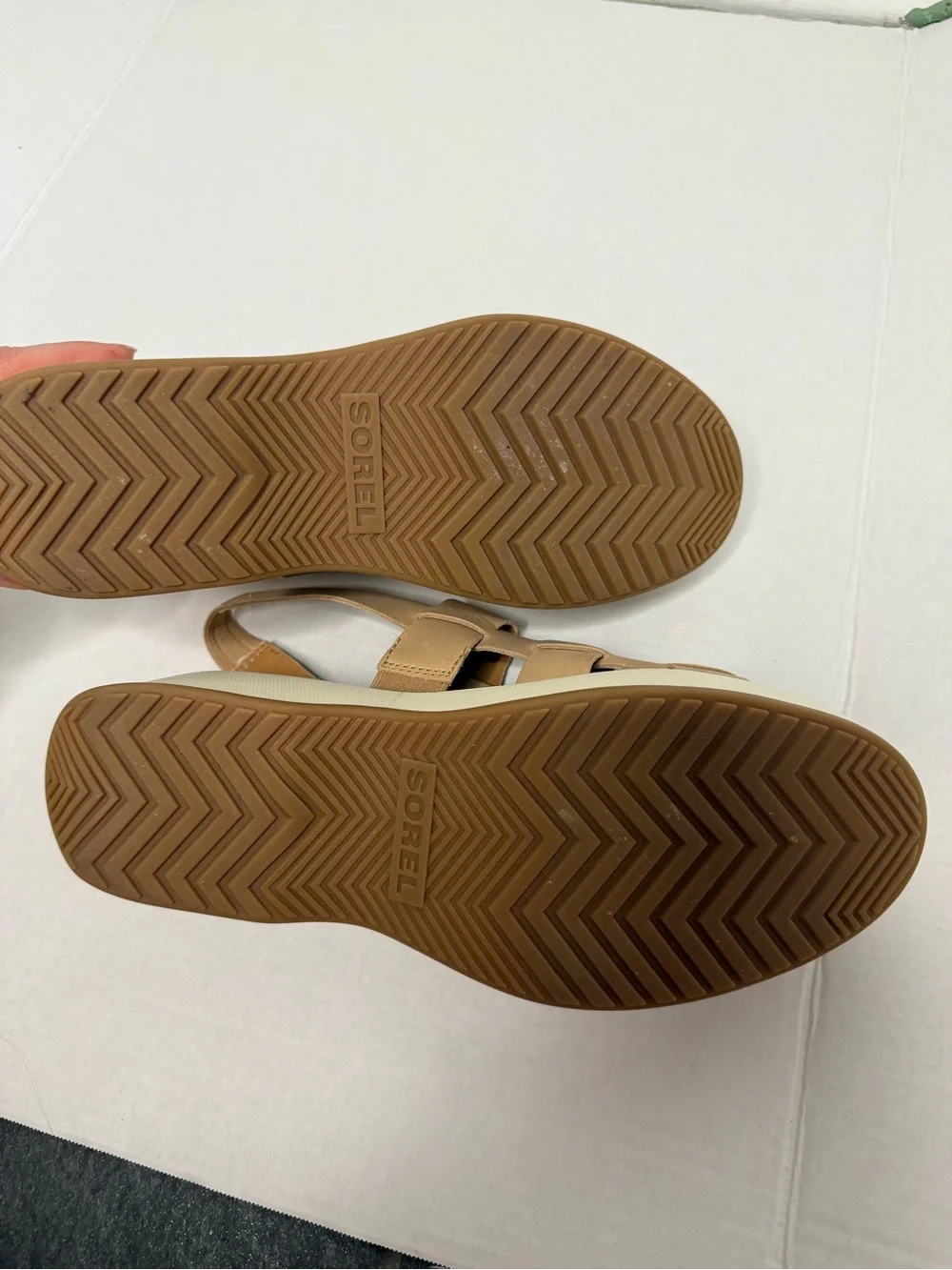 Sorel Dayspring Honest Beige Leather Slingback Sandals Size 10 Shoes Tan NEW